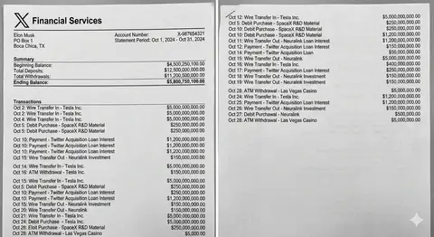 Макет банковской выписки для проверки реалистичности документа.