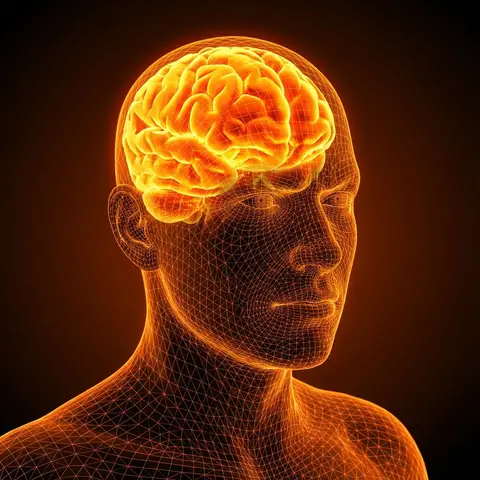 Пример инструкции для 3D-визуализации головы из полигональной сетки со светящимся мозгом