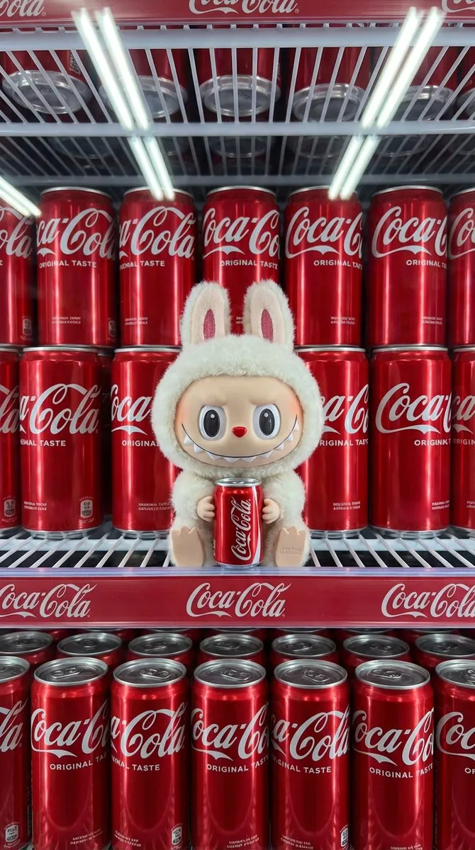 Промпт для предметного кадра коллекционной фигурки в холодильнике Coca-Cola.