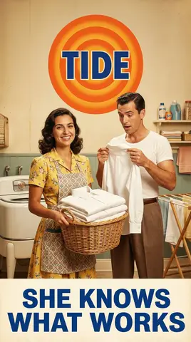 Пример JSON-промпта для винтажной рекламы Tide в стилистике 1950-х.