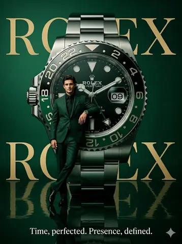 Текстовый промпт для сюрреалистичного постера с часами Rolex.