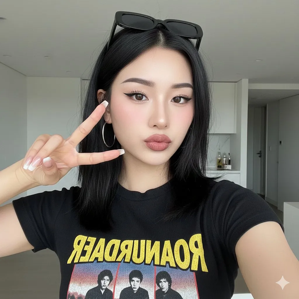 Пример источника для промпта крупного селфи в эстетике Ulzzang и Douyin. · пример 2