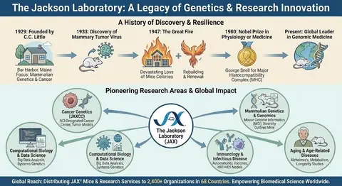 Инфографика с кратким изложением информации о Jackson Laboratory.