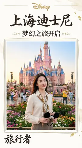 Пример промпта для журнальной обложки или страницы о путешествии с персонажем по референсному изображению.