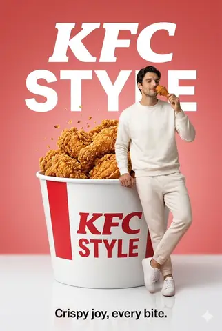 Пример промпта для сюрреалистичной рекламы курицы KFC.