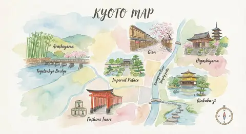 Короткий текстовый запрос для акварельной туристической карты.
