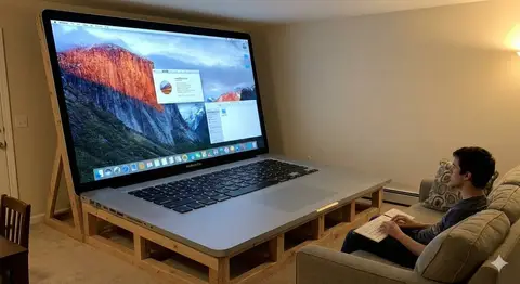 Пример концептуального изображения MacBook с диагональю 100 дюймов.