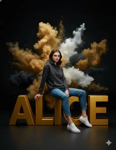 Пример двух промптов для ретро- и современного постеров с именем ALICE.