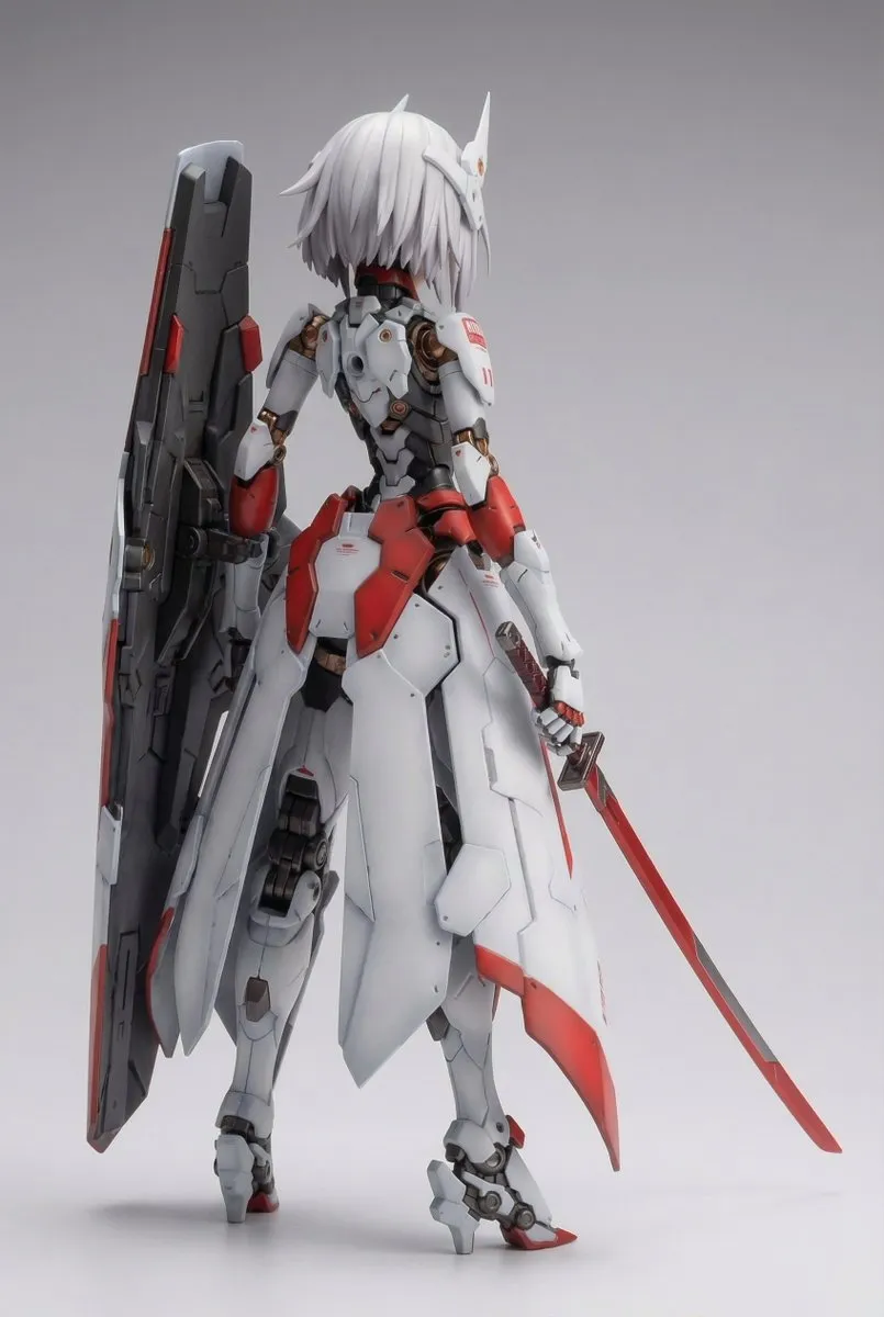 Фигурка KNIGHT MECHA GIRL показана со спины и снизу щита. · пример 2