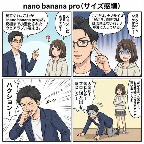 Пример из источника по промпту для манги из четырёх кадров о Nano Banana Pro.