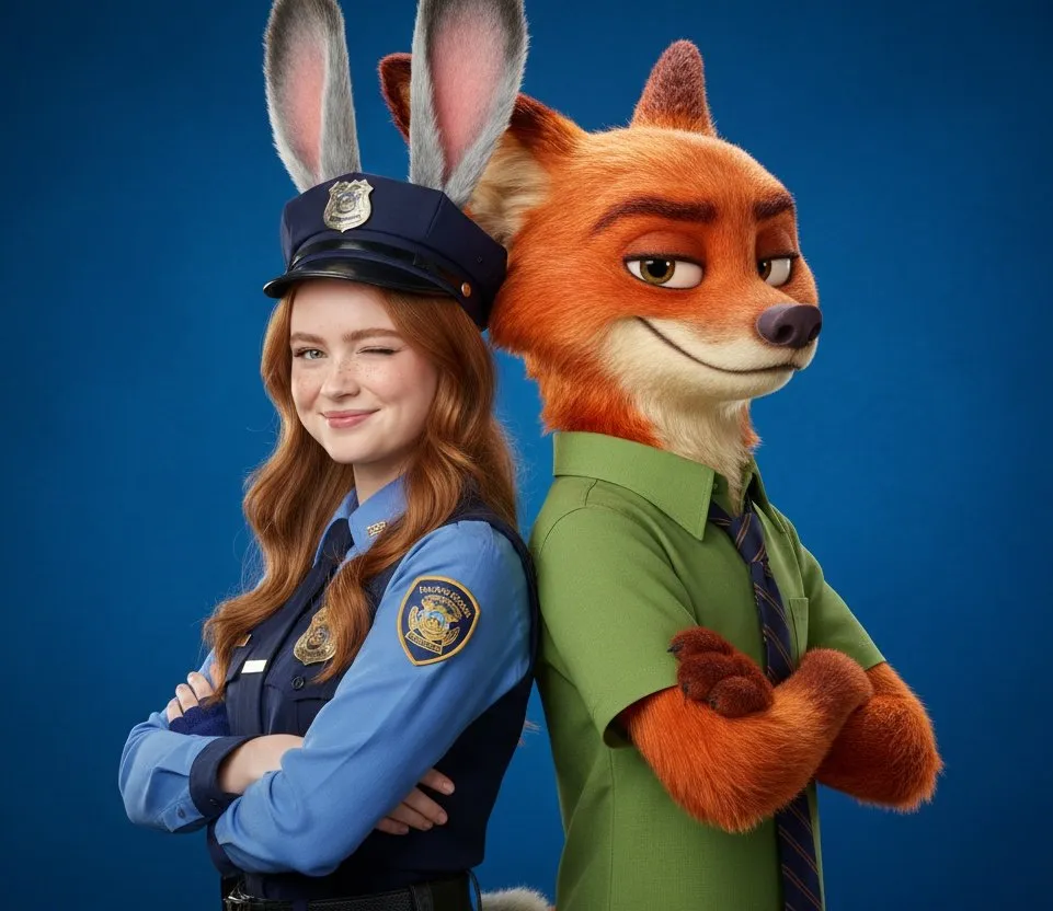 Пример промпта для парного косплей-портрета по мотивам Zootopia. · пример 2