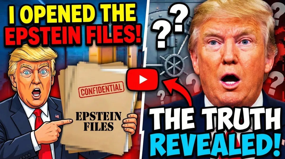 Обложка YouTube в стиле MrBeast с Дональдом Трампом и темой файлов Эпштейна.