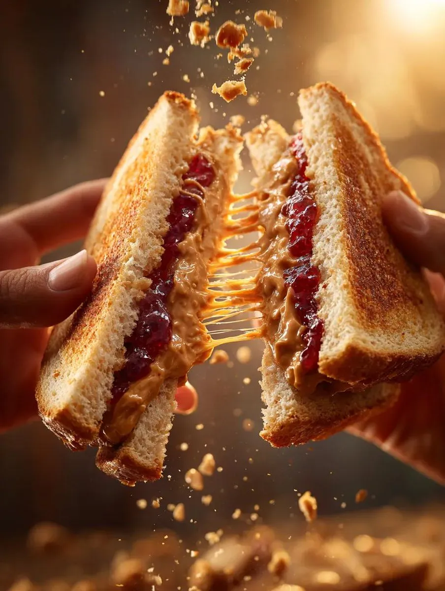 Пример серии фуд-фотографий с разломанными продуктами и тянущимися начинками. · пример 3