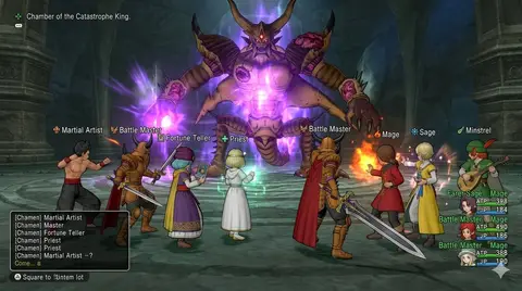 Пример промпта для батальной сцены Dragon Quest X с перечислением классов отряда.