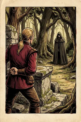 Цветная иллюстрация в стиле руководства по RPG 1980-х.