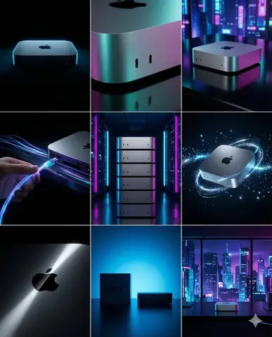 Пример к промпту для раскадровки брендинга Mac mini в сетке 3×3.