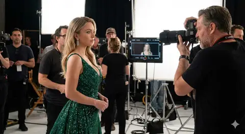 Пример из источника по промпту для винтажного портрета Sydney Sweeney на заправке