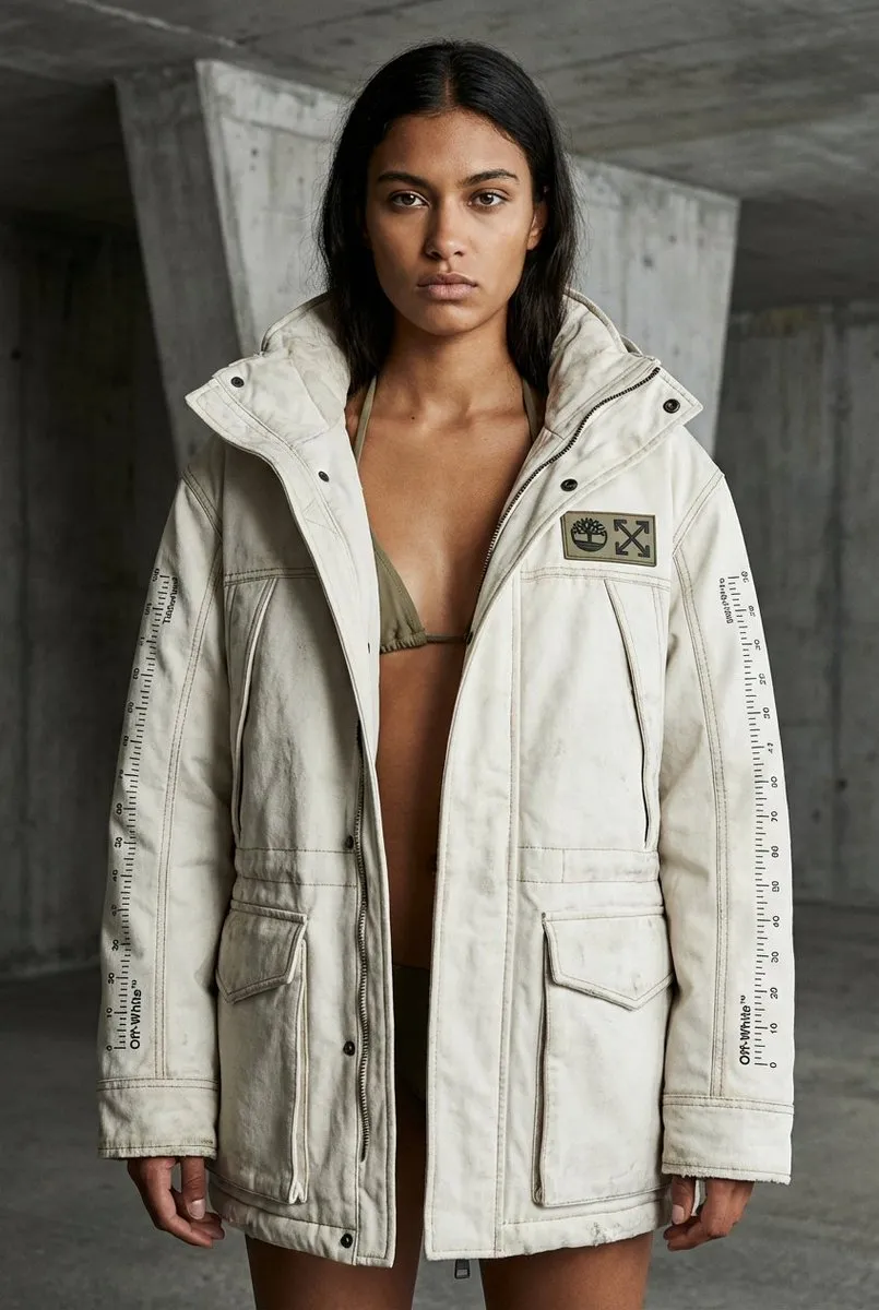 Пример JSON-промпта для редакционного образа в парке Off-White × Timberland