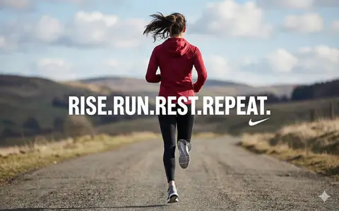 Бегун в белых кроссовках Nike запечатлён в прыжке на фоне голубого неба.