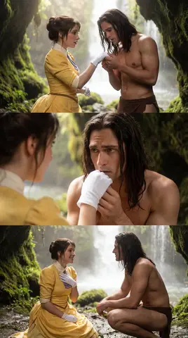 Пример промпта для триптиха с Tarzan и Jane в пещере у водопада.
