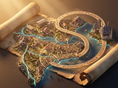 Промпт для эпичной 3D-сцены атласа, вырастающего из свитка