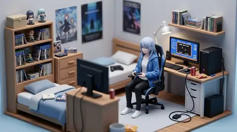 Пример промпта для миниатюрной сцены в комнате с эффектом tilt-shift.