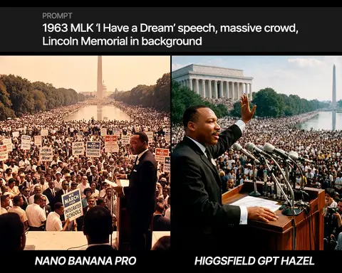 Огромная толпа слушает речь MLK на фоне Мемориала Линкольна