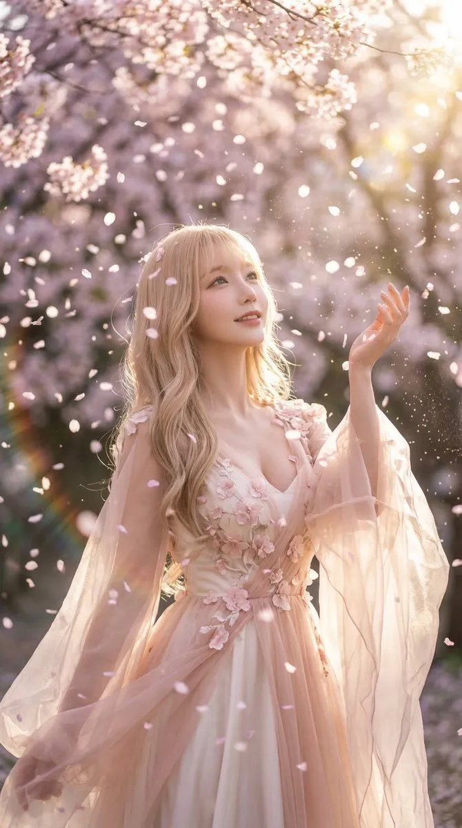 Текстовый промпт Sakura Rain о лепестках сакуры и весеннем настроении. · пример 2