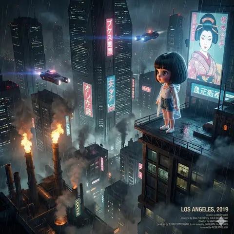 Короткий промпт для изображения в духе вступительной сцены Blade Runner