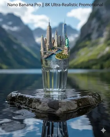 Пример миниатюрной 3D-диорамы с городскими достопримечательностями, возникающими из центрального устройства.
