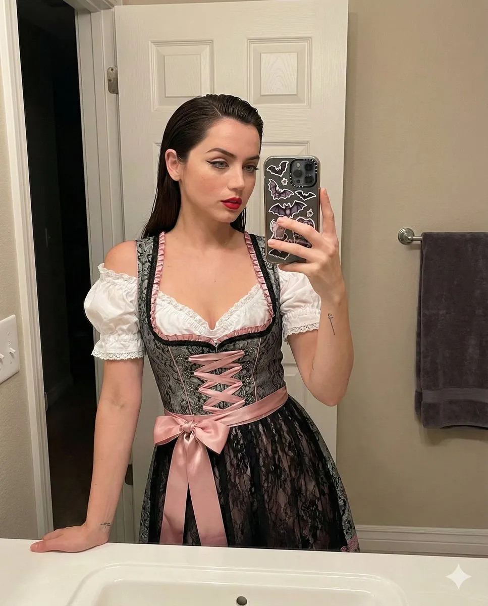 Пример JSON-промта для зеркального селфи в платье Dirndl. · пример 2