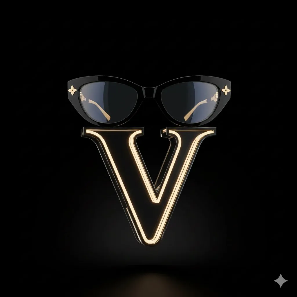 Пример JSON-промпта для лыжных очков Louis Vuitton на тёмном фоне. · пример 3