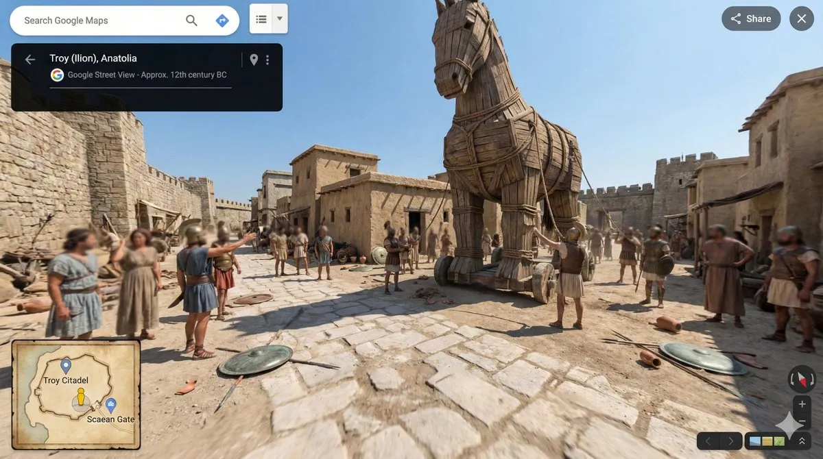 Пример промпта для исторической панорамы Трои в формате 360 градусов. · пример 5