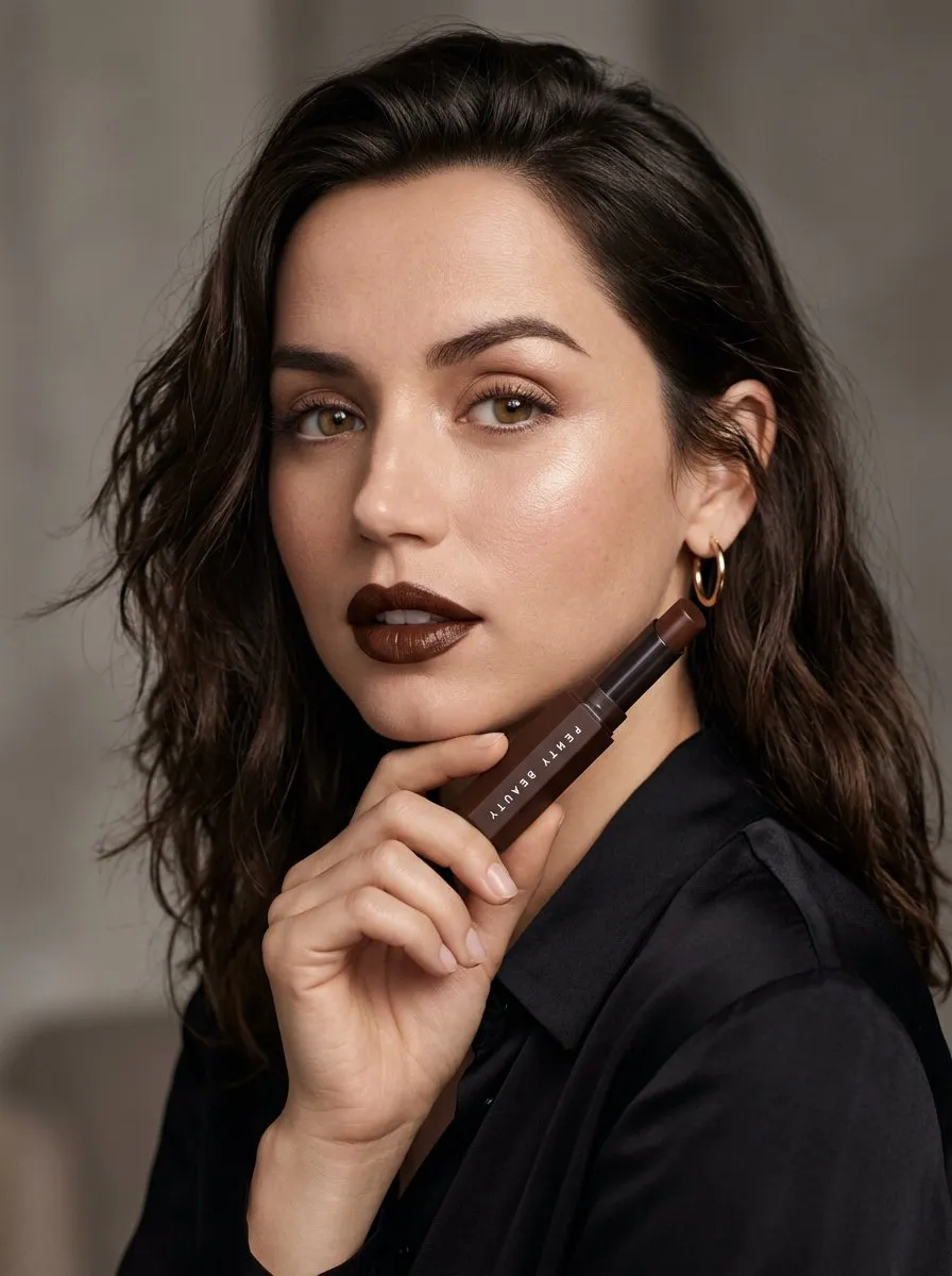Промпт для гламурного бьюти-портрета Ana de Armas с помадой. · пример 1