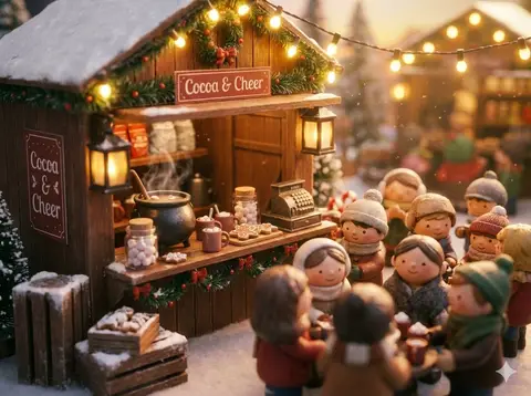 Пример промта для диорамы с крошечными фигурками и эффектом tilt-shift.