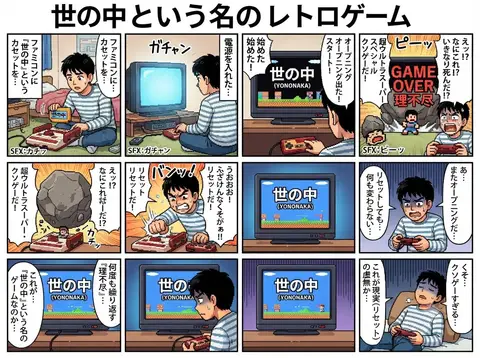 Сцена манги, где игрок жалуется на игру The World и нажимает reset.