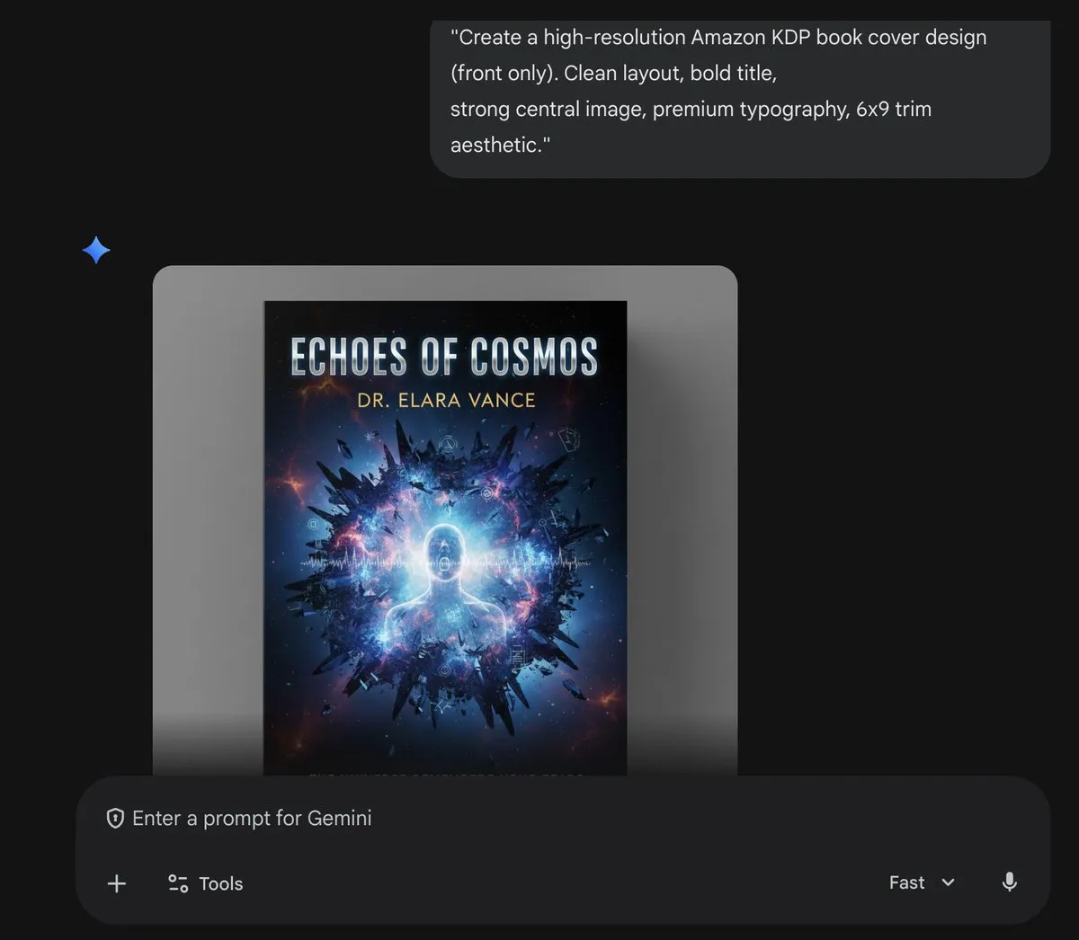 Лицевая сторона книжной обложки Amazon KDP с крупным заголовком и центральной иллюстрацией.