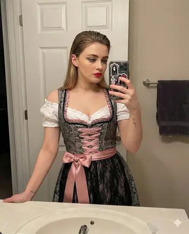 Пример JSON-промта для зеркального селфи в платье Dirndl.