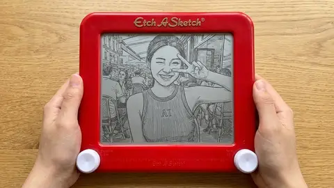 Рисунок в стиле игрушки Etch A Sketch