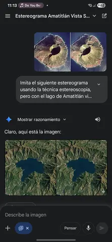 Стереограмма Lake Amatitlán с видом сверху и горами вокруг озера.