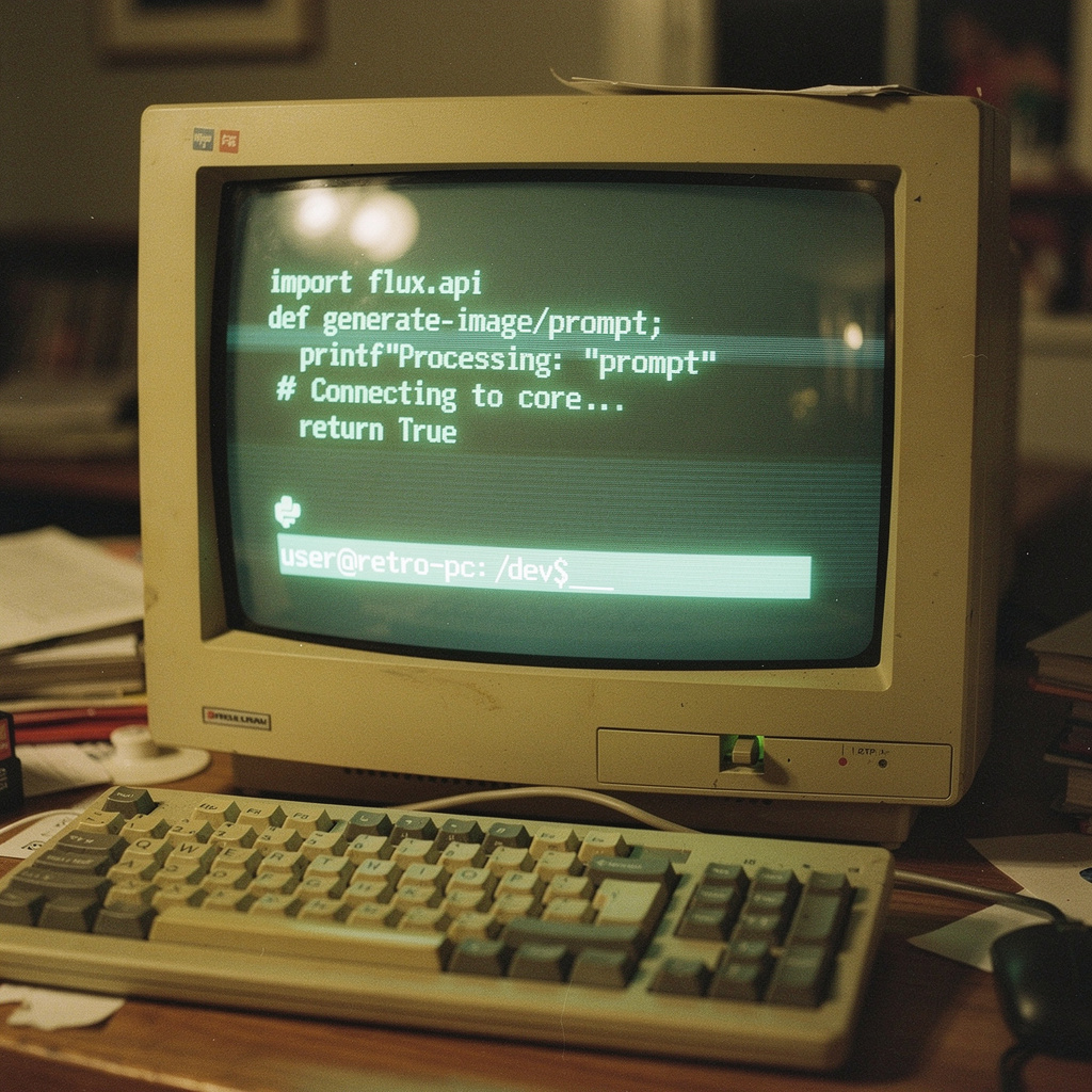 Винтажный CRT-монитор с зеленым текстом