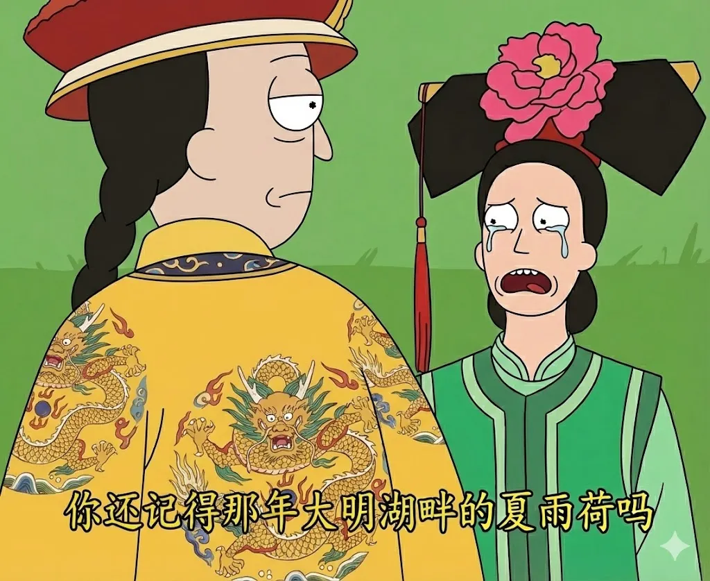 Описание промпта для переноса на изображение анимационного стиля мультсериала Rick and Morty. · пример 4