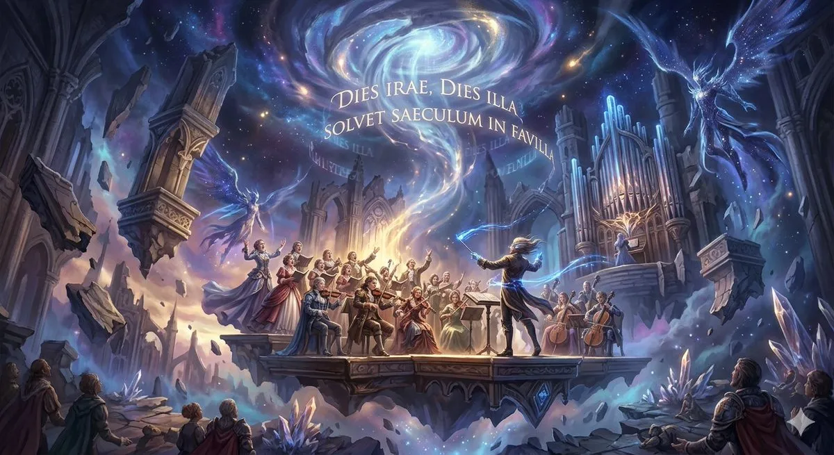 Короткий промпт по части Dies Irae из Реквиема Моцарта.