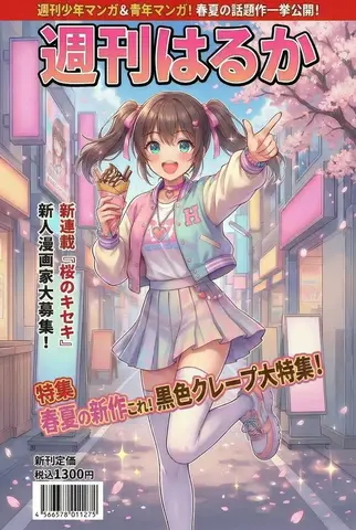 Пример промпта для манга-обложки с Haruka, гуляющей под сакурой.