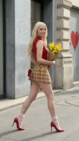 Пример частичного промпта для уличного портрета Anya Taylor-Joy.