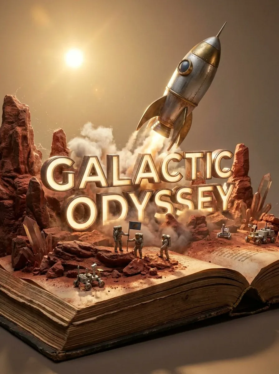 Текстовый промпт для диорамы мира, выходящего из раскрытой книги. · пример 2
