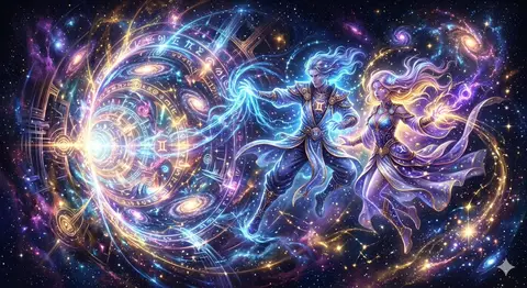 Пример короткого промпта для фантастической сцены о Близнецах.