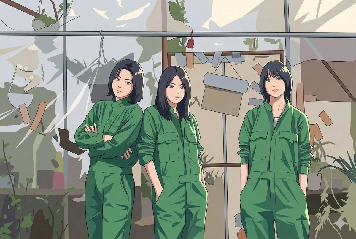 Подпись к иллюстрации персонажей драмы All Greens в стиле City Pop 80-х. · пример 2