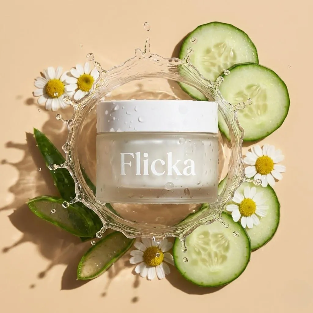 Пример шаблона для предметного рекламного кадра косметики с ингредиентами · пример 3