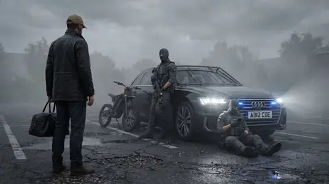 Пример промпта для концепт-арта в духе GTA, где место действия - Лондон, а время - недалёкое будущее.
